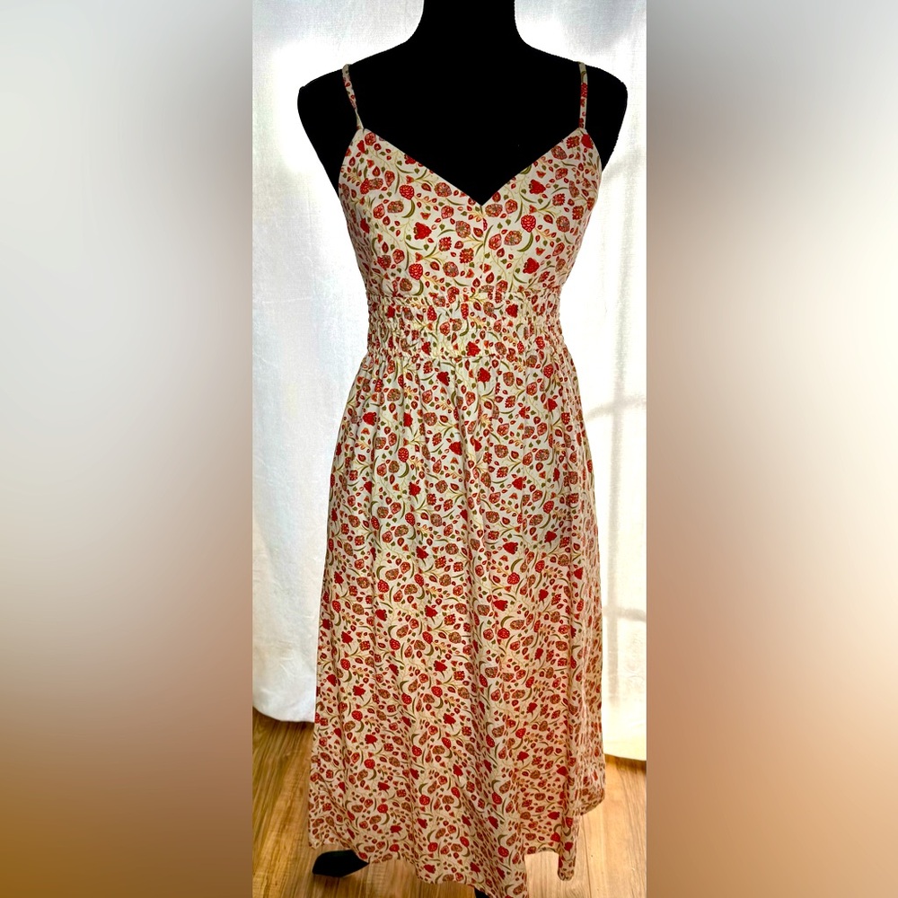 BOGO! Old Navy Waist-Defined Cami Midi Dress Size S Cream Floral